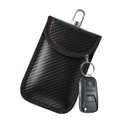 Enhanced Faraday Bag: Premium RFID Signal Blocking Key Fob Protector in PU Leather (Red)