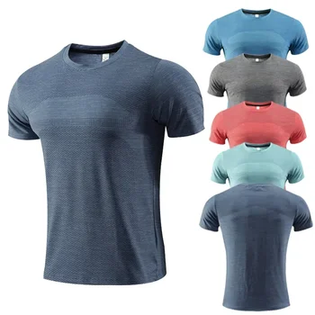 Multicolor Quick Dry Short Sleeve Sport T Shirt Gym Jerseys Fitness Shirt Trainer Running T-Shirt Men's Breathable Sportswear 1