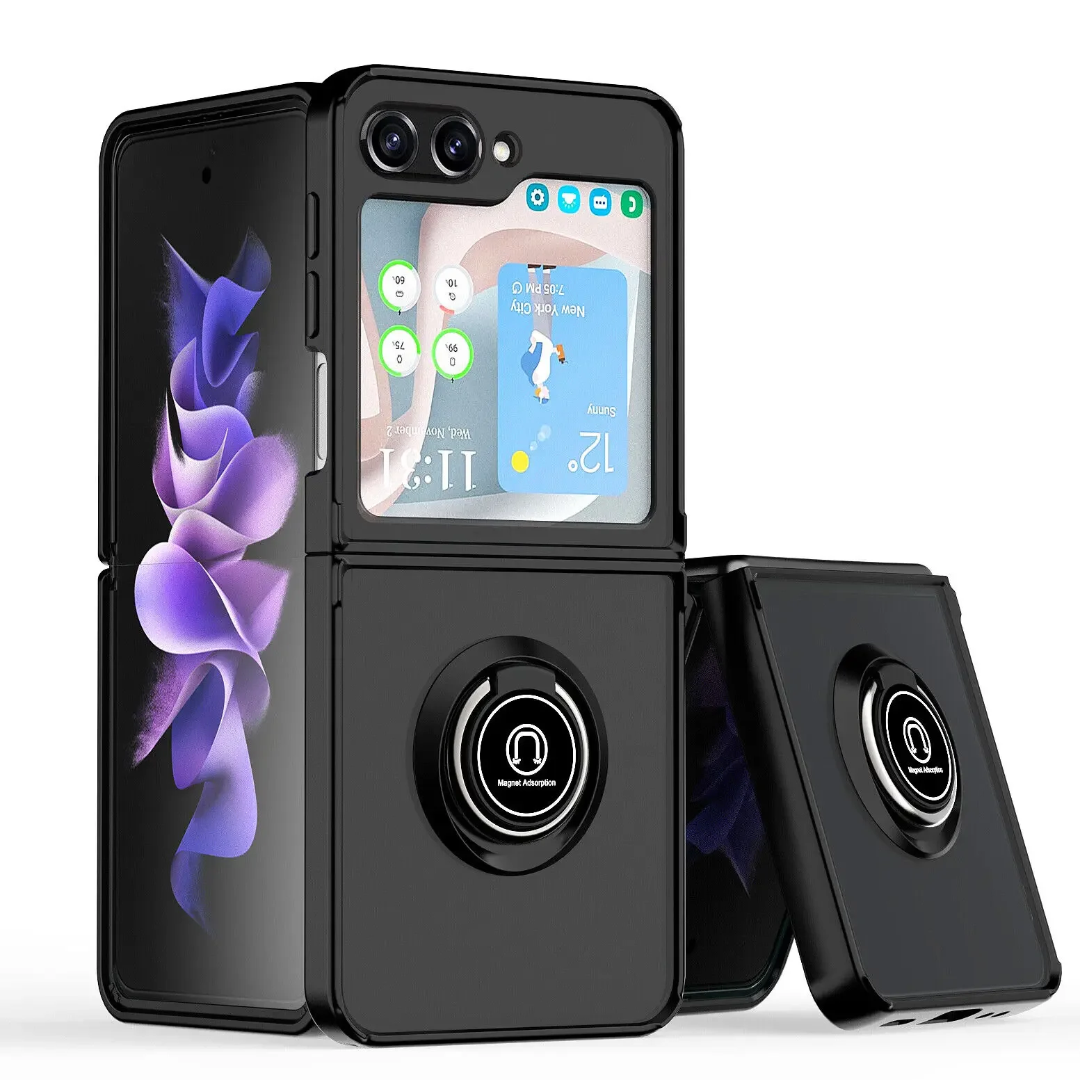 Shockproof Matte Phone Case With Ring Stand For Samsung Galaxy Z Flip_voghion.com