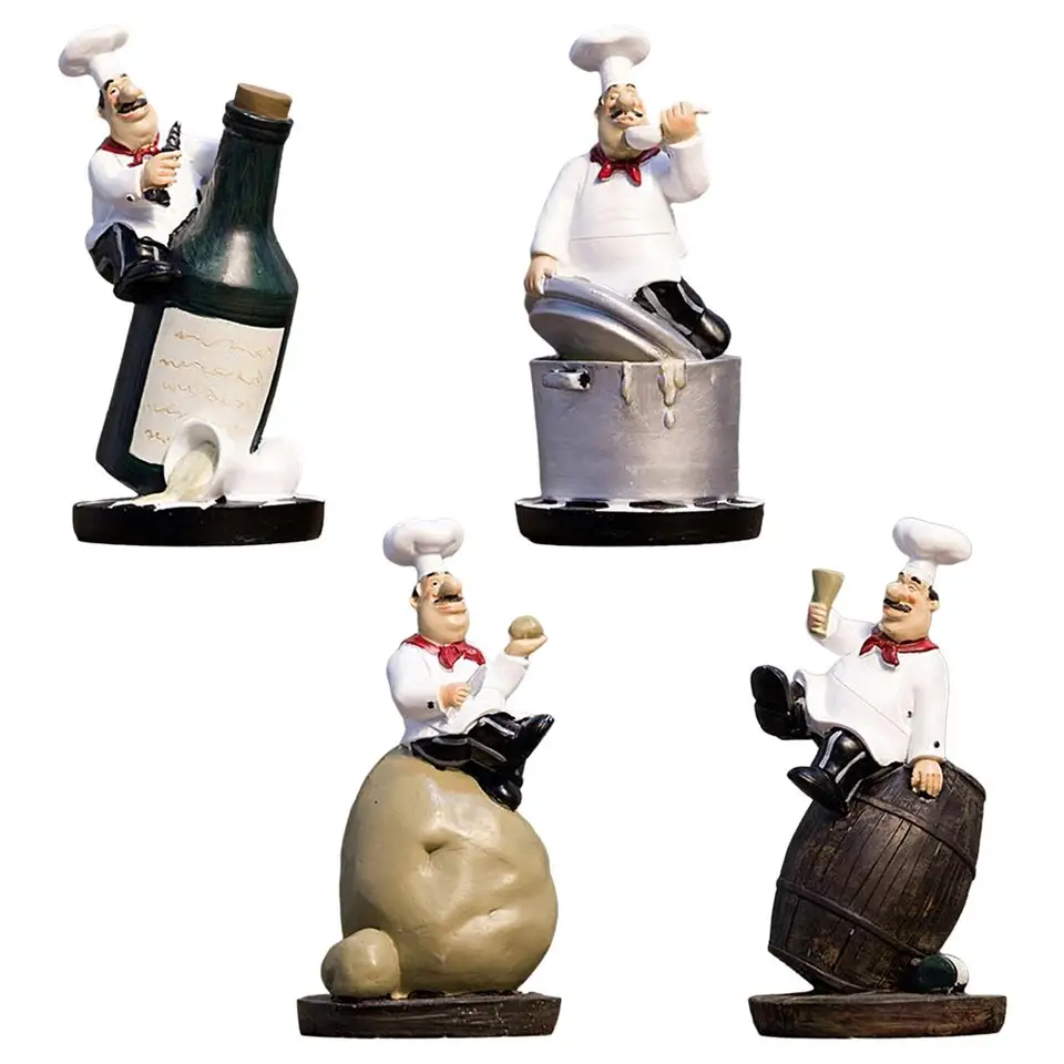 Cute Chef Statue Salt & Pepper Holder - Resin Kitchen Decor For Home, Restaurant, Cafe (Style B)
