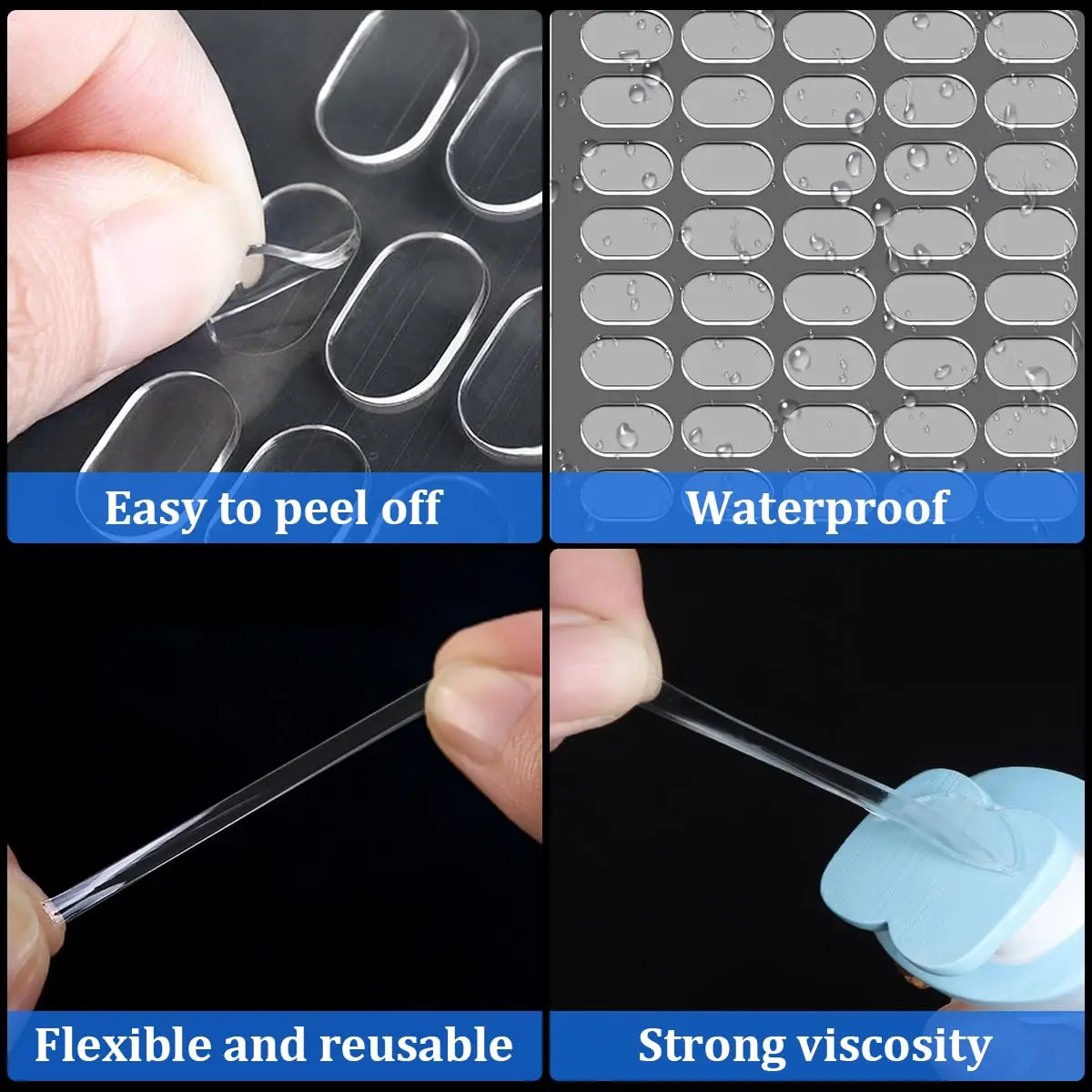 300 Pcs Clear Removable Sticky Double Sided Gel Glue Putty for Action Figure, Hanging Things Pictures Poster Office Decor