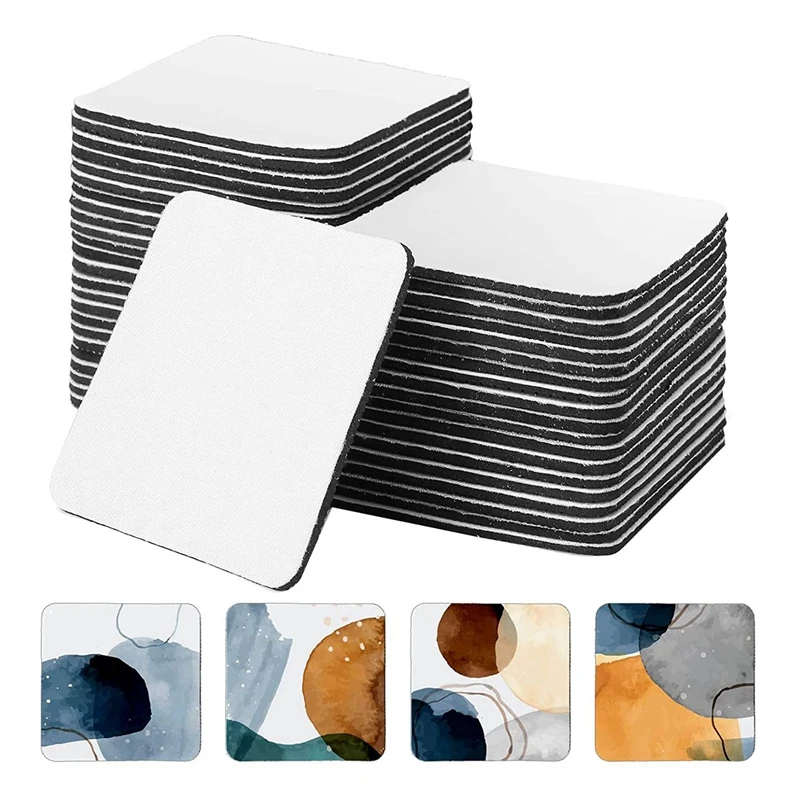 

200Pcs Square Sublimation Coaster Sublimation Blank Cup Coasters Square Blank Rubber DIY Coasters Heat Transfer Cup Mat