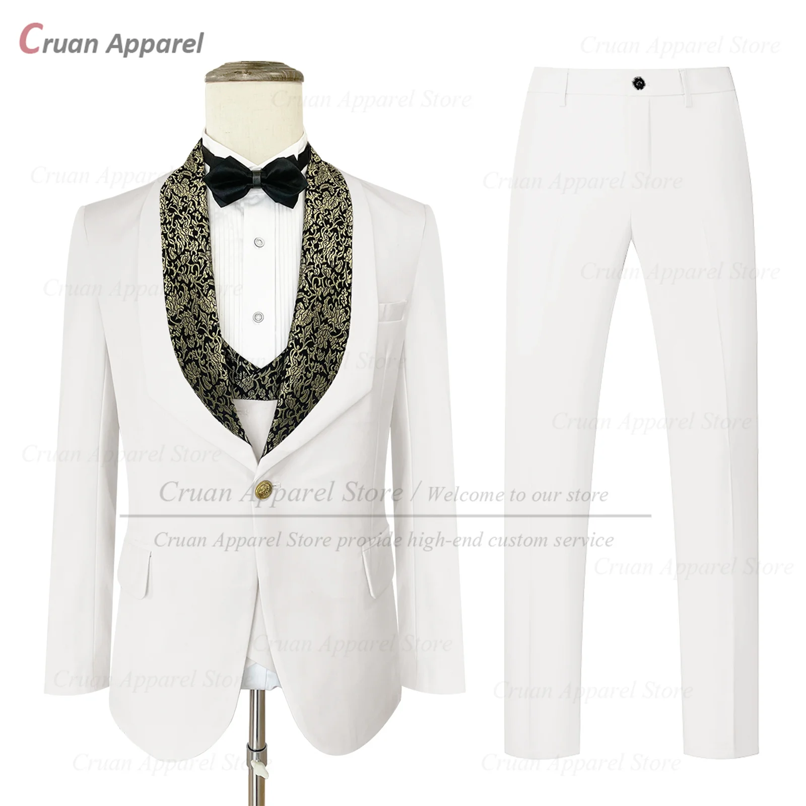 Formal Men Suit Sets Wedding Party Groomsman Tailor-made Elegant Blazer Vest Pants 3 Pieces Fashion Banquet Male Classic Outfits