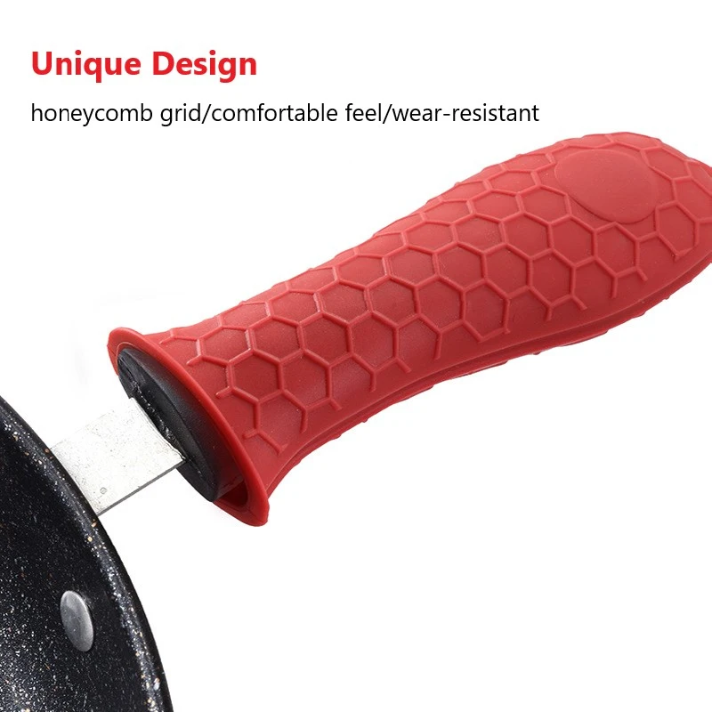 Silicone Handle Cover Honeycomb Hot Handle Holder Potholder For Cast Iron Skillets Pans Grip Sleeve Cover Pots Pans Part pot handle cover pot handle holder