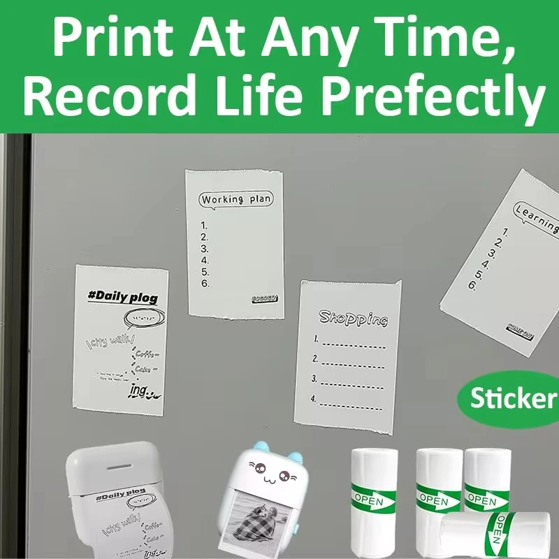 Mini Printer Paper 25PCS Mini Thermal Printer Paper Thermal Sticker Ldeal for Photos Journals Notes To-do Lists 57x25mm printer sticker paper