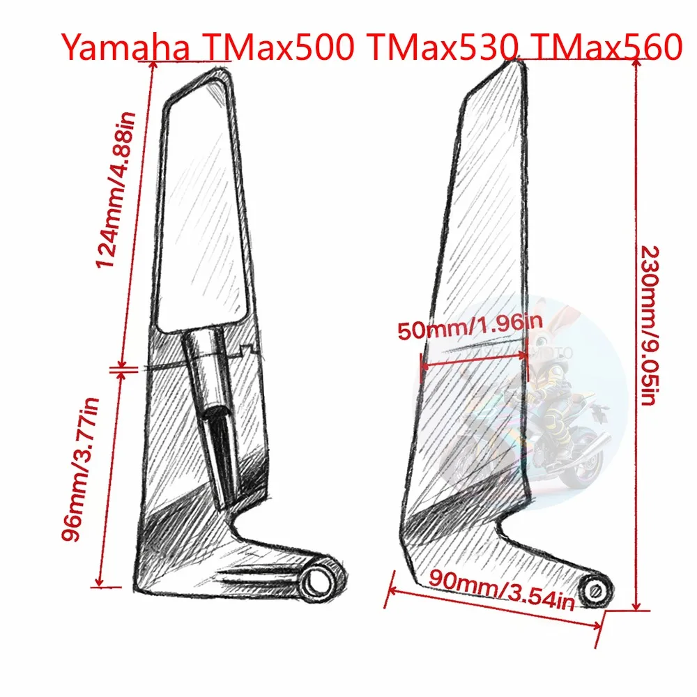 야마하 TMax500 TMax530 TMax560 TMAX 500 530 560 Tmax T-MAX500 오토바이 액세서리 회전식 백미러 윙