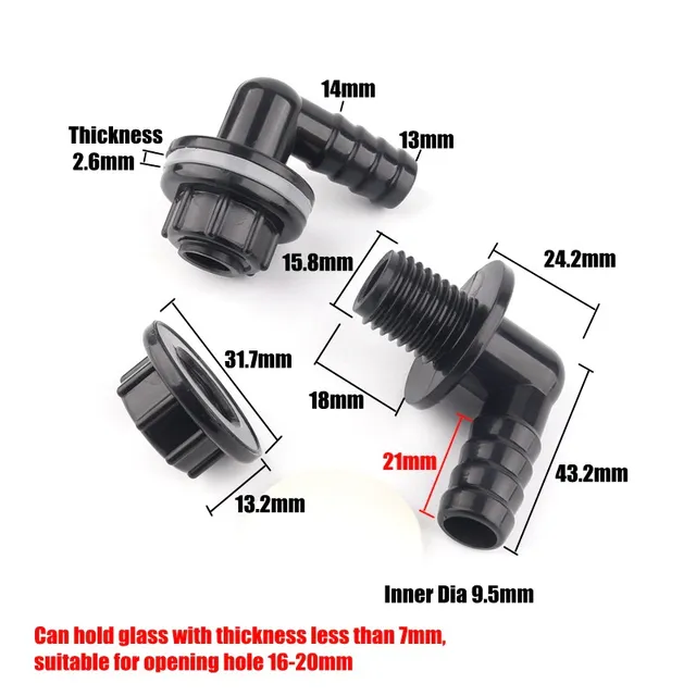 1Pc 3/8 "-14 Mm -Es Akváriumi Haltartály -Tömlőszerelők Vízi Kedvtelésből Tartott Víztartály 90 Fokos Könyök Vízvezetékcsövek Lefolyó Csatlakozók - Image 2