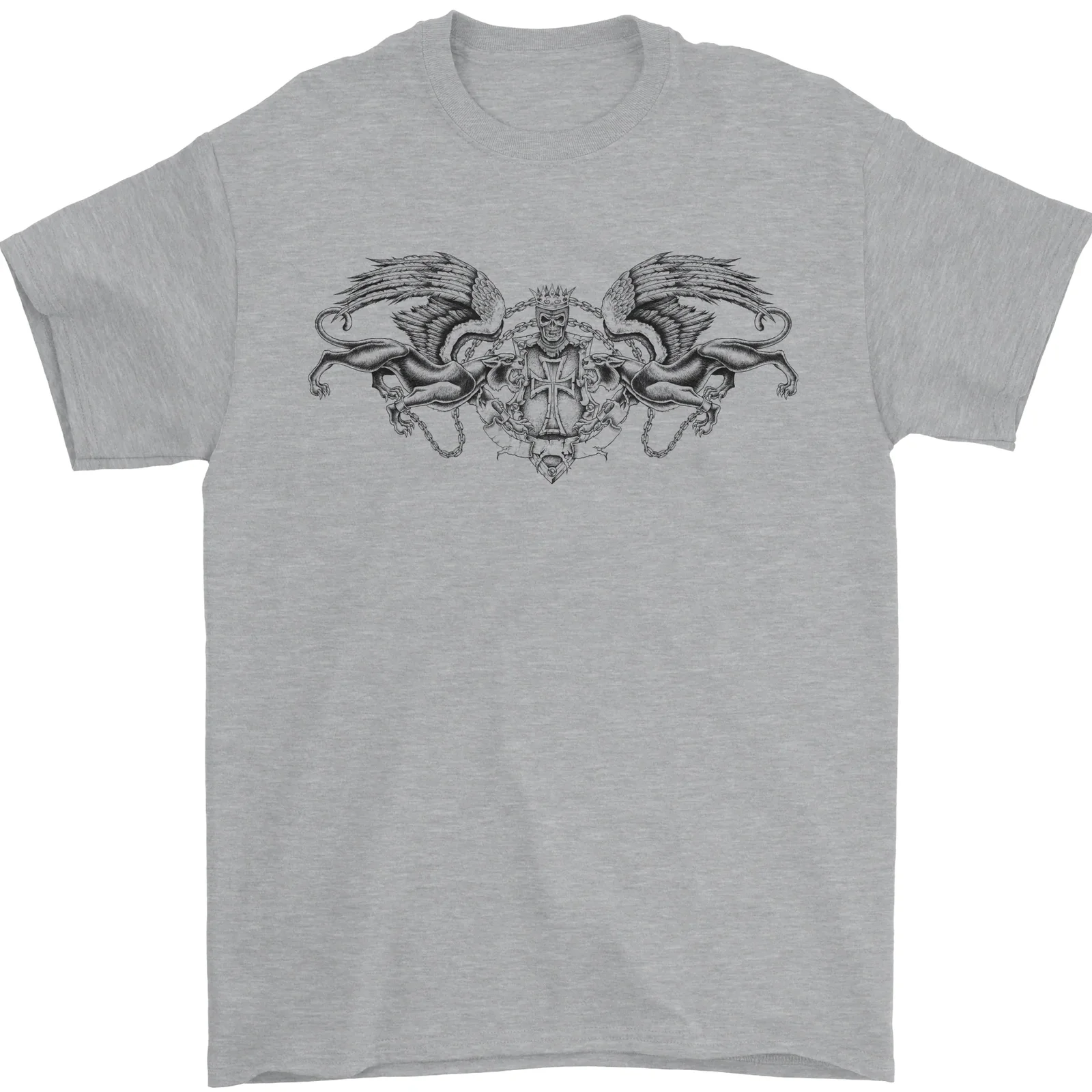 T-Shirt St George Roman Day Skull Panther Wings 100% Cotone