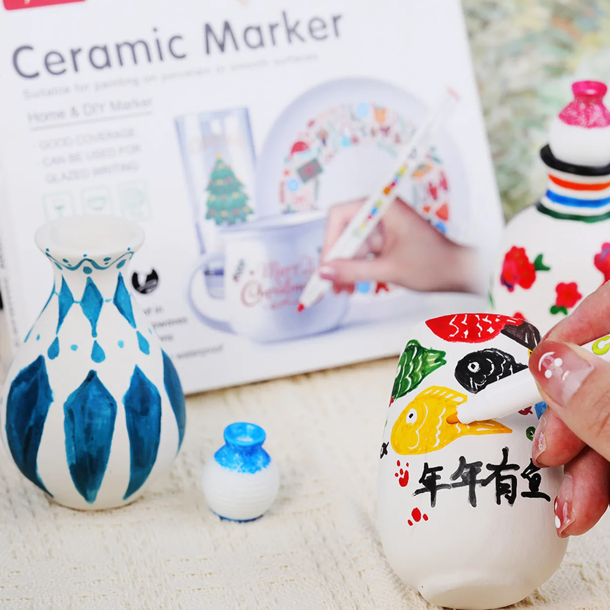 12 Colors High Temperature Oven Baked Ceramic Marker Pen Set, Non-toxic Permanent Porcelain Marker Pen for Drawing on Ceramic 18 colors set 0 7mm acrylic paint marker pen for ceramic rock glass porcelain mug wood fabric canvas painting