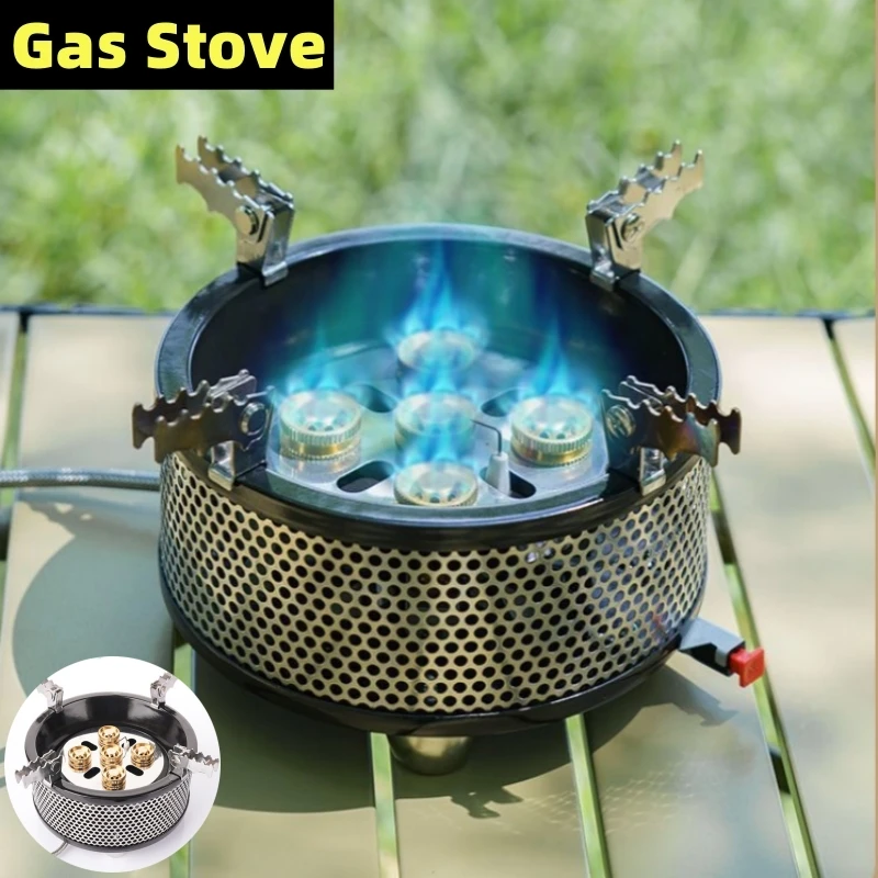 Outdoor Portable Five-Star Stove  Windproof High-Power Gas Stove Small And Lightweight Camping Picnic Stove Equipment With Bag