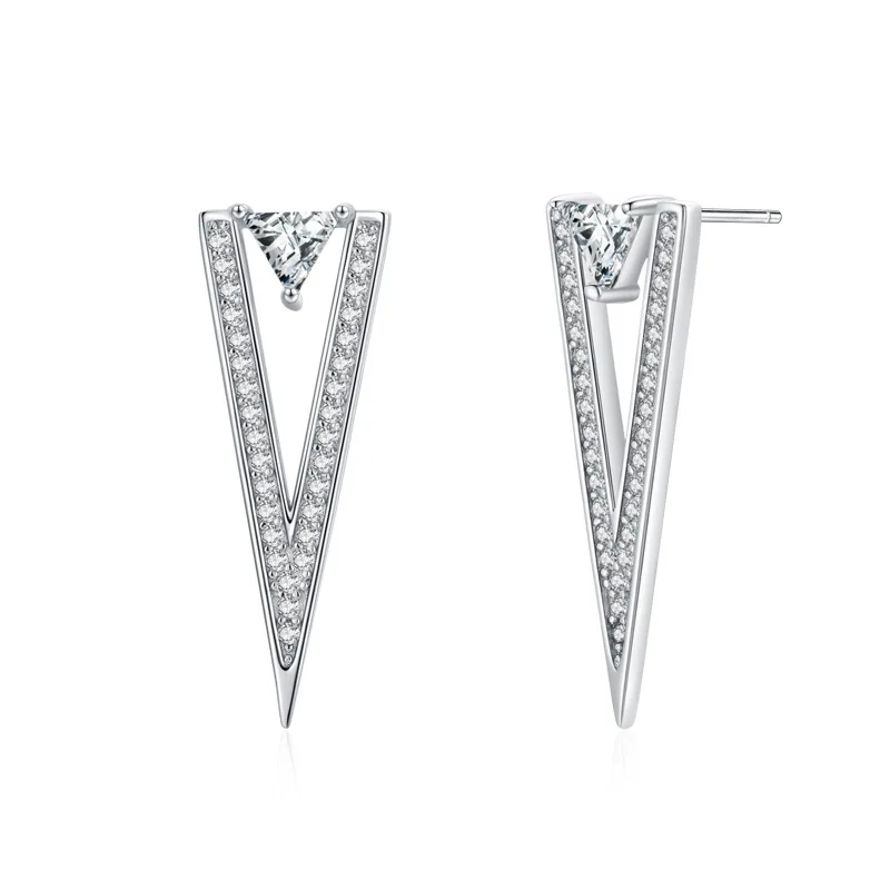 

Женские серьги и серьги из серебра 925 пробы с перевернутыми треугольниками и бриллиантами