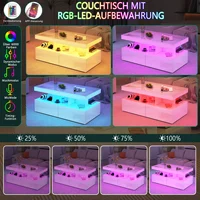 Table basse Rosahqnda avec éclairage LED et 2 tiroirs, éclairage LED réglable, table basse brillante pour salon, 104x53x46cm 6