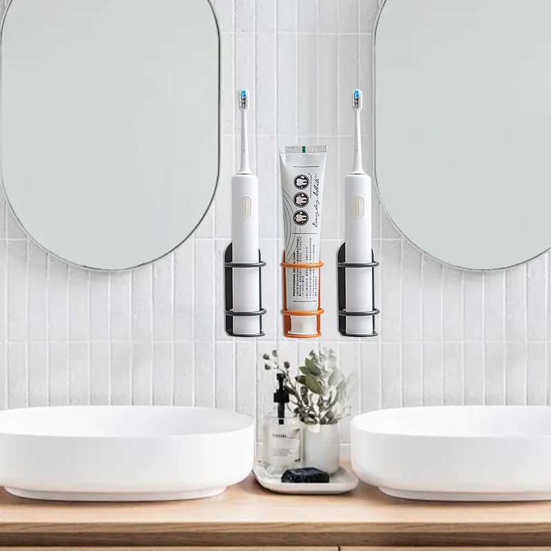 Wall-Mounted Electric Toothbrush Holder Metal Tooth Brush Holder Razor Storage Shelf Space Saving Bathroom Accessories toothbrush holder