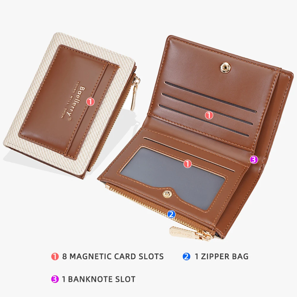 1Pcs/Baellerry Fashionable Zipper Wallet with Multiple Card Slots, Lightweight and Portable, Can Hold Banknotes and Coins, Suitable for Both Men and Women