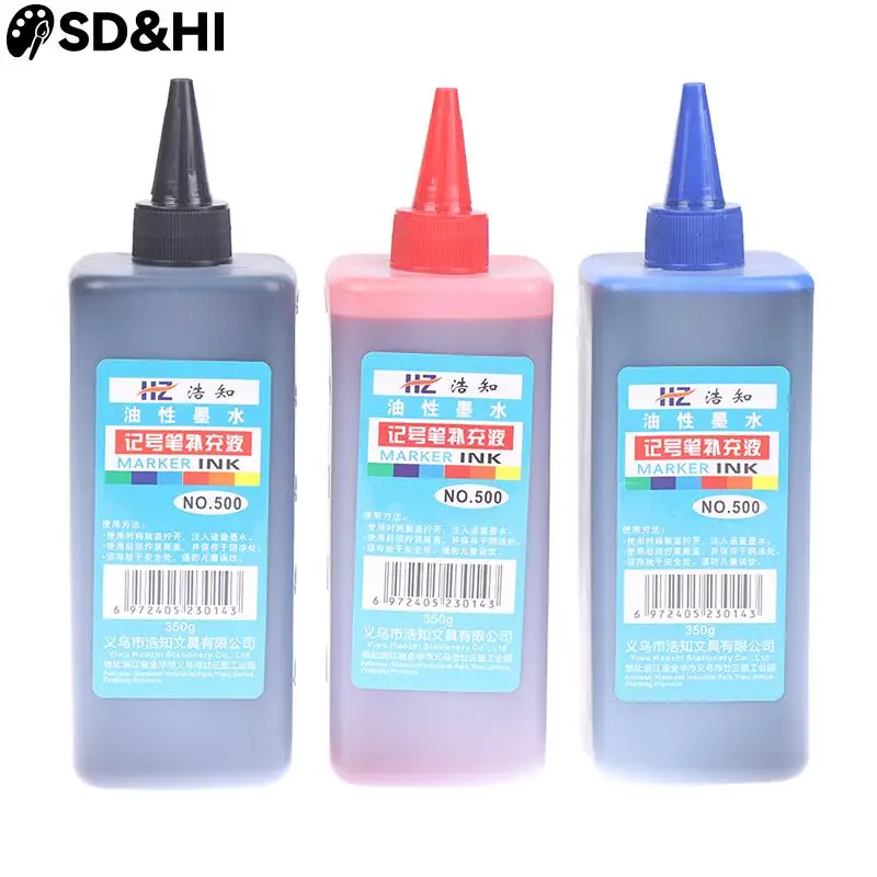 500ml Permanent Instantly Dry Graffiti Oil Marker Pen Refill Ink Whiteboard Marker Pen Black Red Blue School Office Supplies