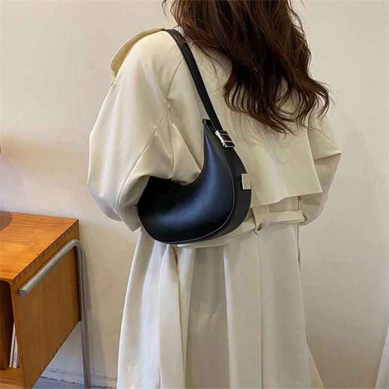 Summer Popular PU Handbag, Fashion Versatile High-end Texture Single Tote Shoulder Bag, Half Moon Armpit Bag,Ideal for Daily Use