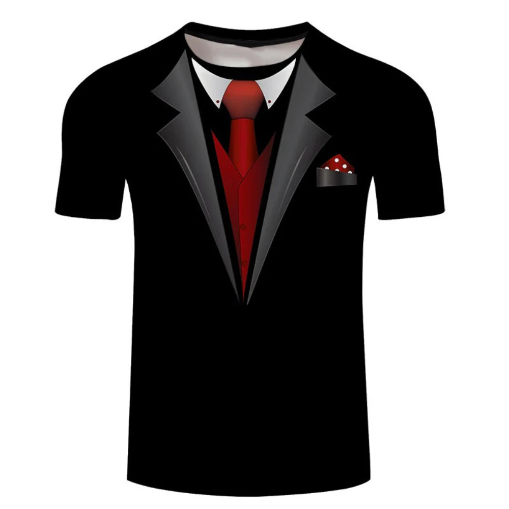Mens Funny 3D Print Tuxedo T Shirt