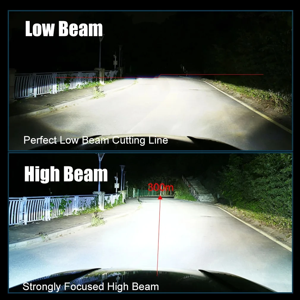 H4 바이 LED 프로젝터 렌즈 300000LM 500W 초고휘도 플러그 앤 플레이 CANBUS 에러 프리 미니 자동차 전구 터보 램프 듀얼 하이 로우 빔