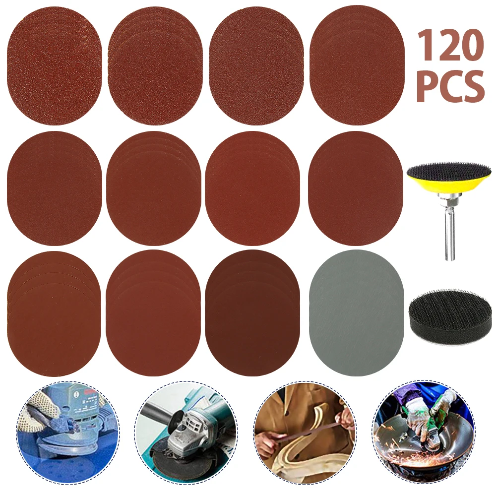 

120Pcs Sanding Disc 2 Inch Sanding Pads 60-3000 Grit Round Sanding Sheet Wear Resistant Sanding Paper Drill Grinder Rotary Tools