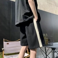 Shorts Women Summer Loose Wide Leg Knee-length Shorts High Waist Color Matching Casual Elastic Waist Sports 5 Point Shorts - Image 6