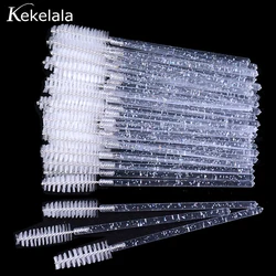 50-Pack Eyelash Extension and Mascara Brush Set with Storage Case - Wholesale Spoolies (Crystal white)