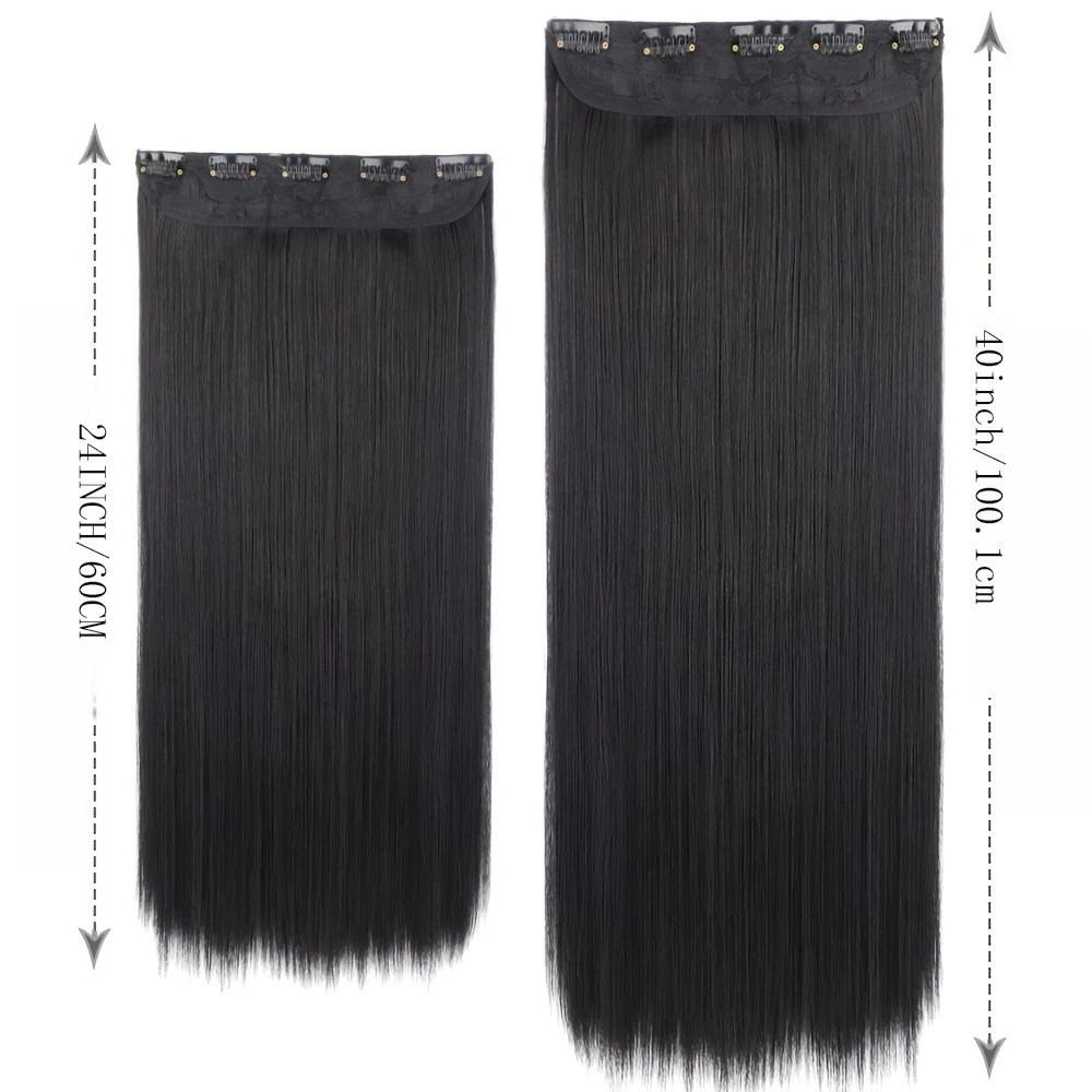 Synthetic Long Straight Hair 5 Clips Hair Extensions Ponytail Extension For Ladies Girls 40/24 Inches Clip In Extensions hair extensions