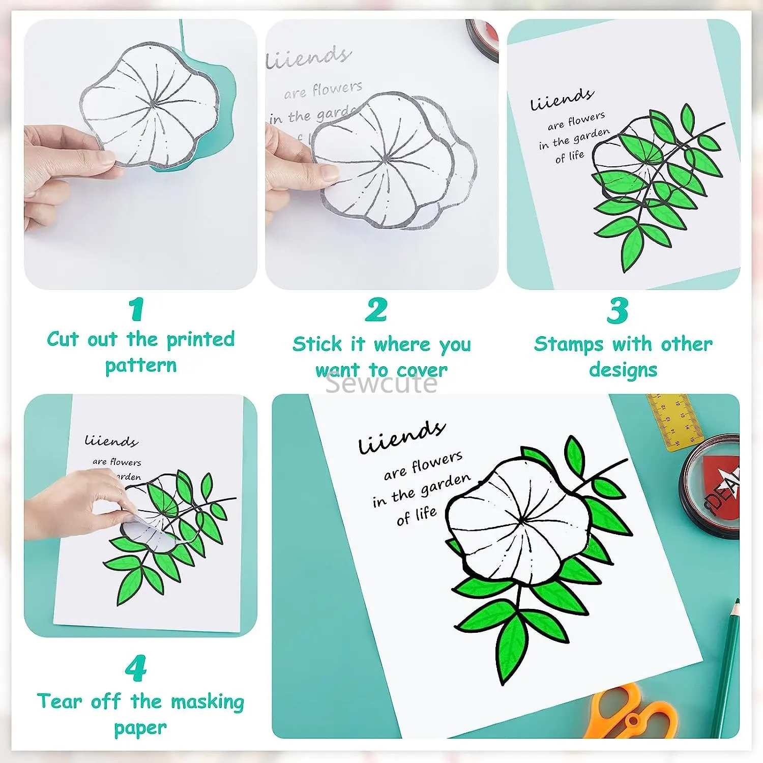 50 Masking Paper Stamping Colorful Crafty Nook