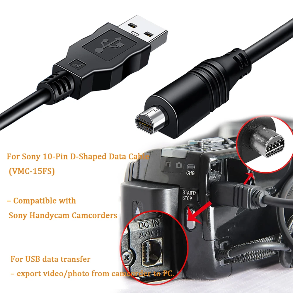 VMC-15FS 호환 10핀 USB 케이블 ( 핸디캠 캠코더용)