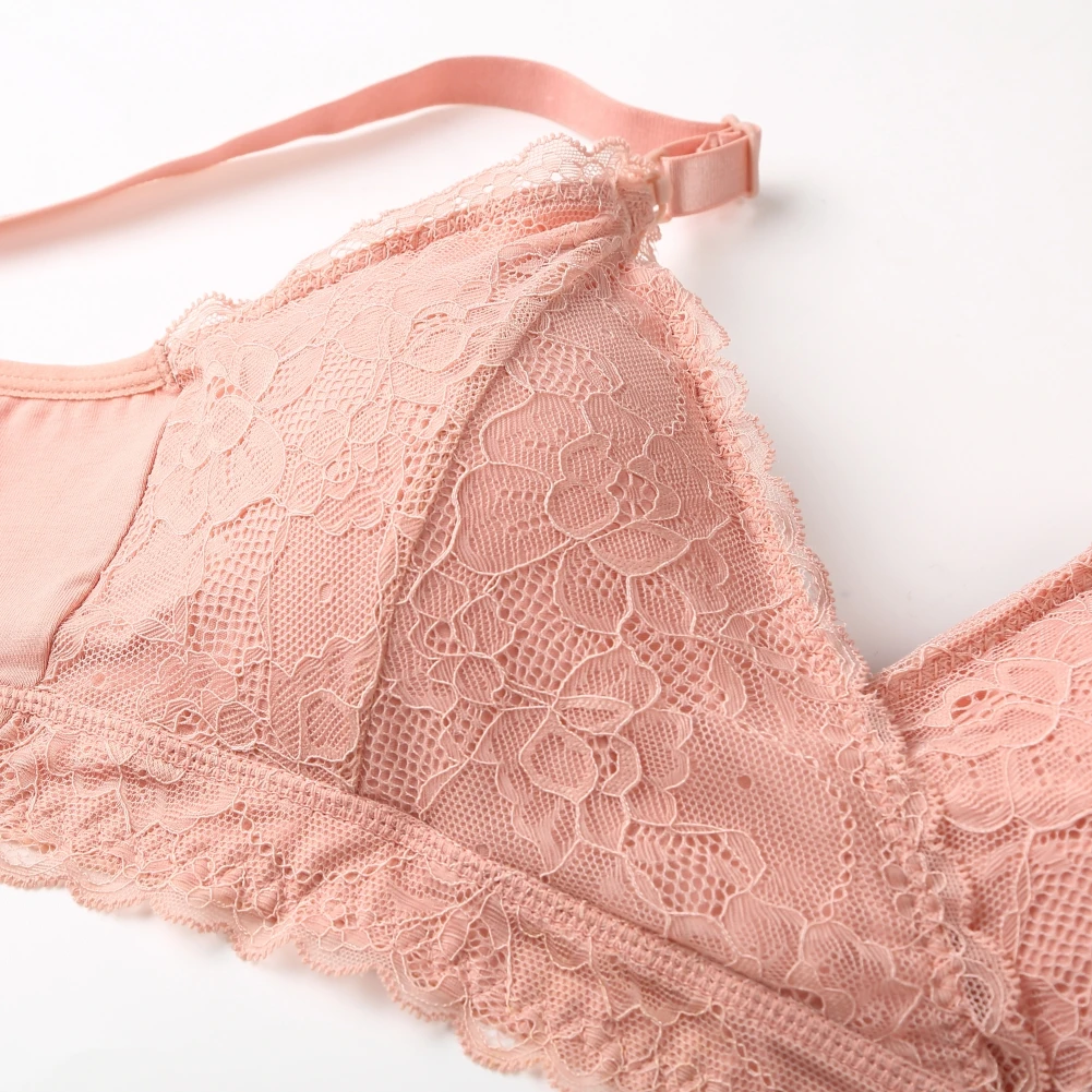 Lace Breastfeeding Maternity Nursing Bra For Pregnant Women Lightly Padded Wireless Adjustable Double Strap Lingerie S-2XL 3