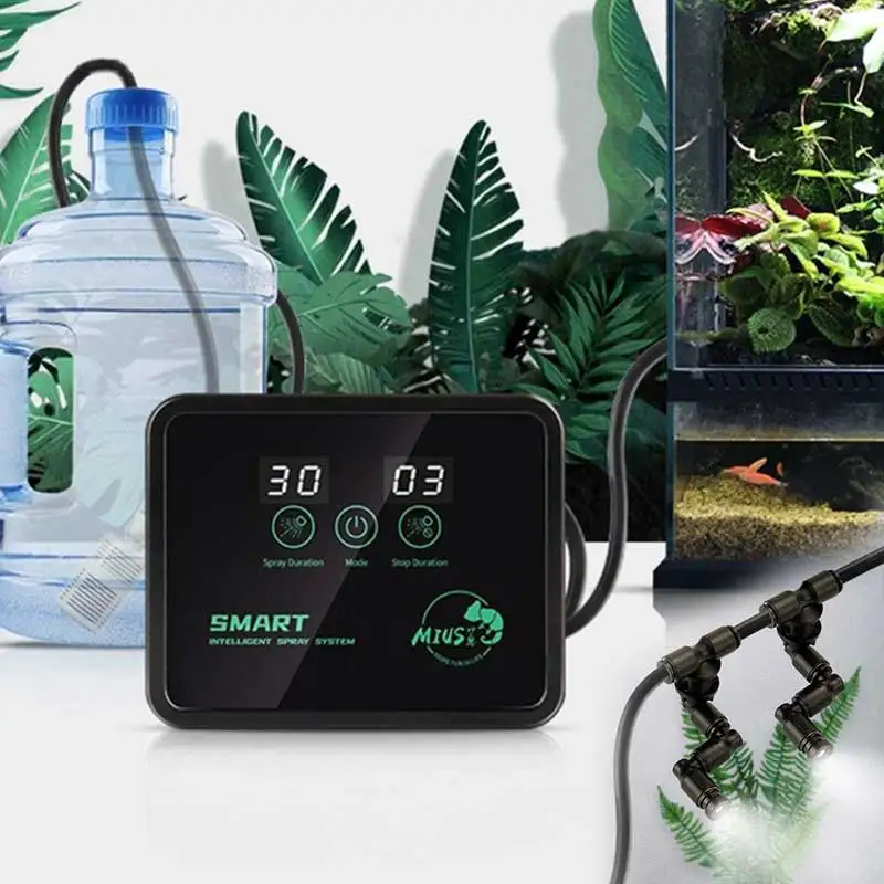 MIUS Smart Automatic Mist Reptile Humidifier Timer Rainforest LCD Screen Sprinkler Controller Terrarium Misting Spraying Kit reptile spray system