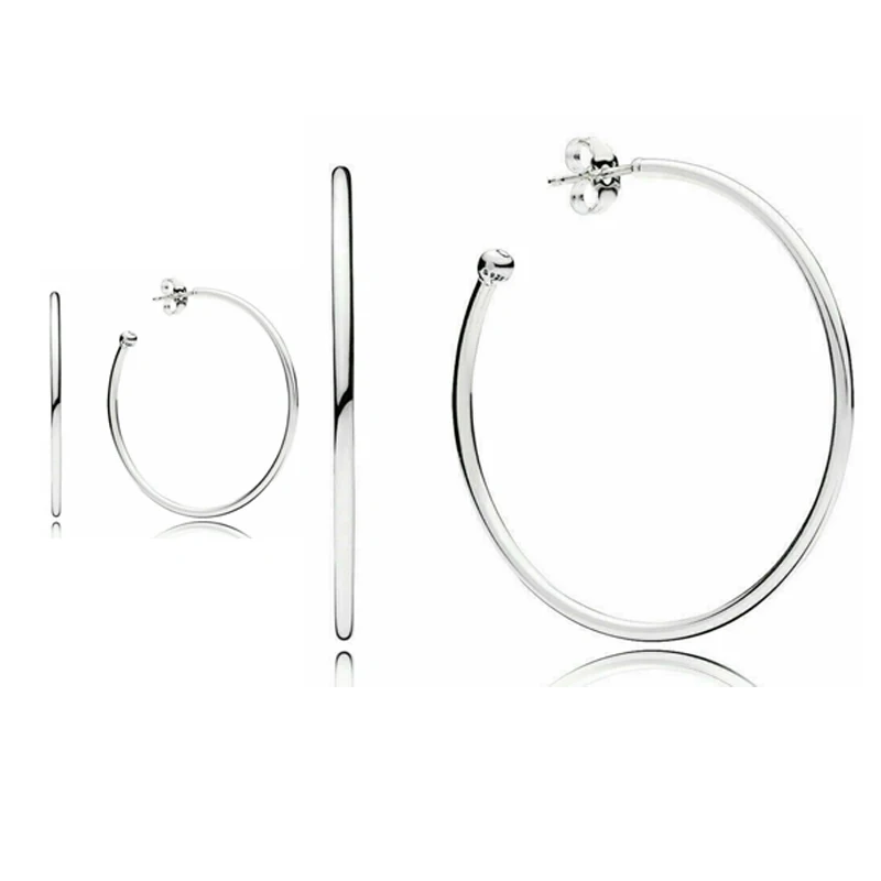 

Authentic 925 Sterling Silver Earring Round Circle Hoop Earrings For Women Birthday Wdding Gift Fashion Jewelry