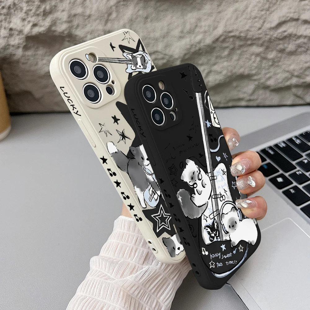 Musical Guitar Dog Design Phone Case - Straight Edge Cover