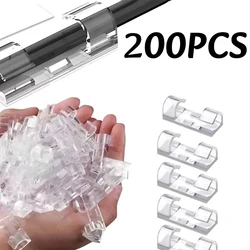 Self - Adhesive Clear Cable Management Clips - Multipurpose Organizer (200pc)