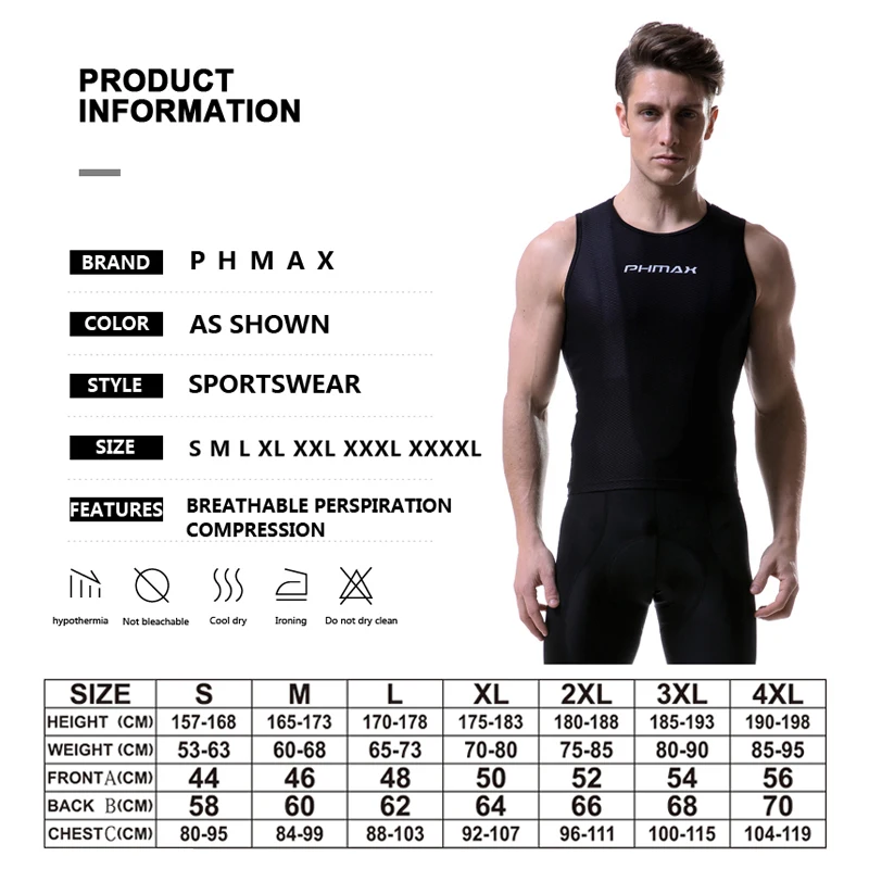 Description Picture 3 of itemPHMAX Cycling Vest Breathable Mesh Cycling Underwear Summer Quick Dry Cycling Base Layer Light Soft Men Women