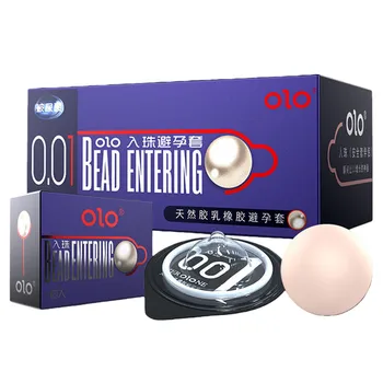 Olo Ultra-thin Extender Beads Condom For Men Sex Toys Beads Entering Penis Extender Lengthen Moisturizing Penissleeve 1