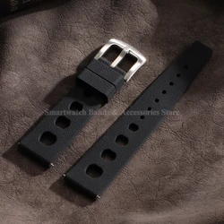 Tropical Silicone Quick - Release Watch Strap - Soft Rubber Bracelet - 20mm (Black)