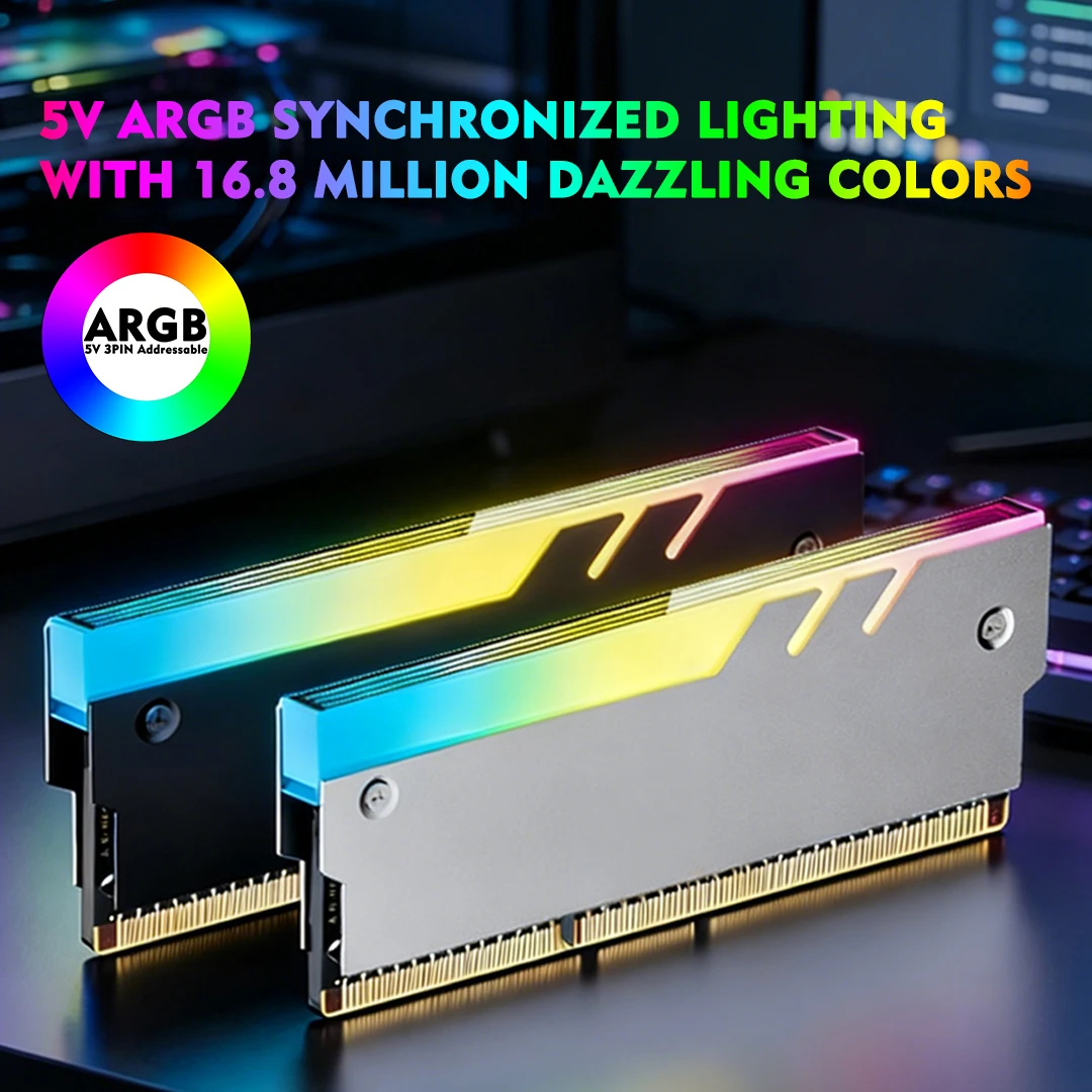 JUMPEAK Memory Module Heatsink DDR4 DDR5, 5V ARGB Sync PC RGB RAM Cooler Cooling Shim Armor Shell Cover Radiator - Image 3