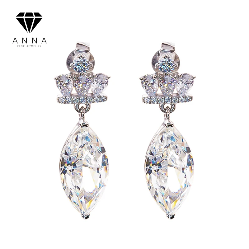 Crown Platinum Pt950 6 CT High Carbon Diamond Engagement Drop Earrings For Women Anniversary Gift Luxury Wedding Fine Jewelry