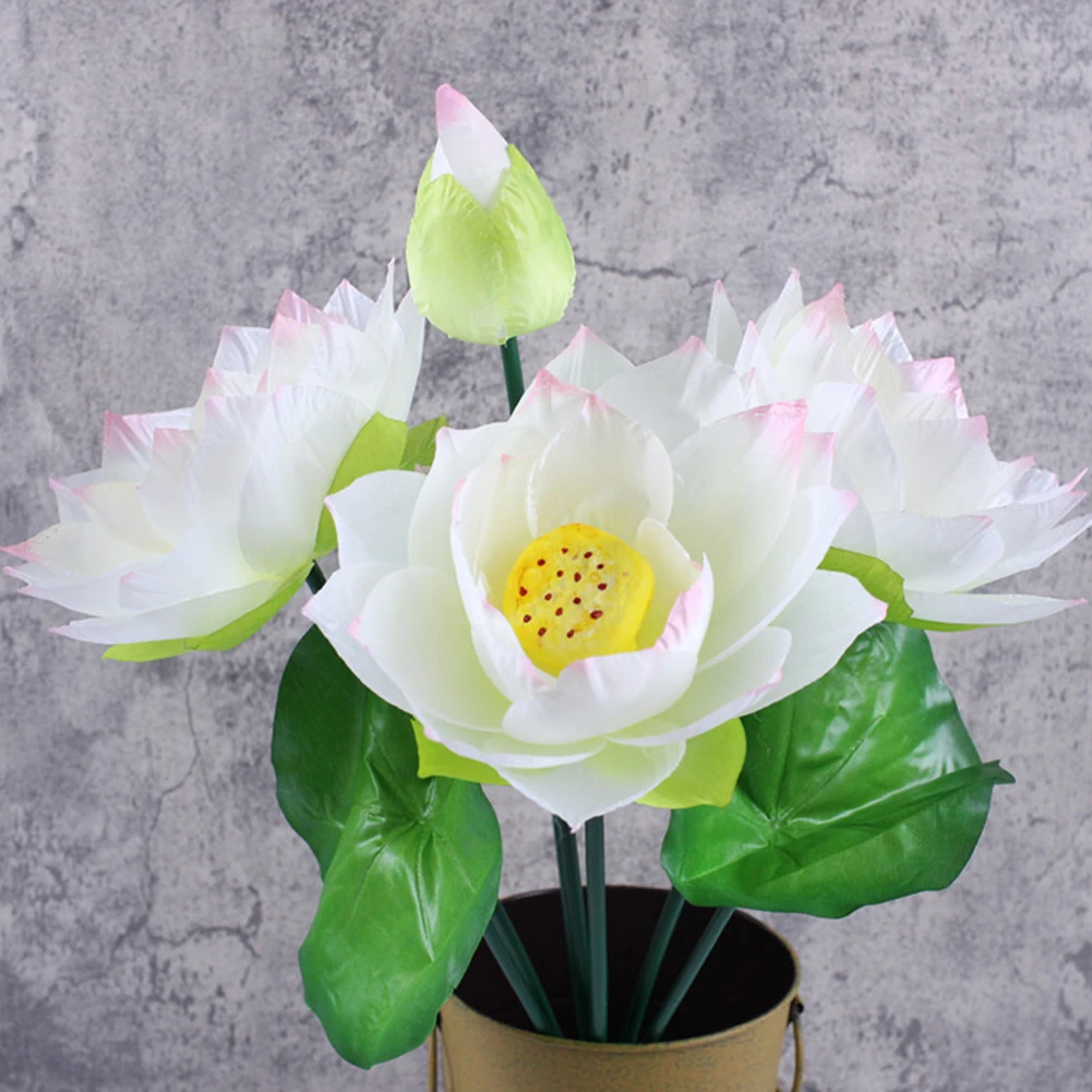 1pc Artificial Flower Short Lotus Stalks Fake Silk Flower For Wedding Ceremony Decor Home Garden Bouquet Decor