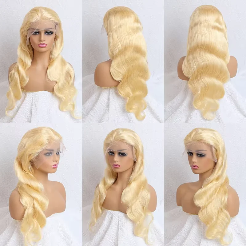 13x4 13x6 360 HD Transparent 613 Lace Frontal Wig Honey Blonde Color Brazilian Raw Body Wave Lace Front Human Hair Wig For Women 5
