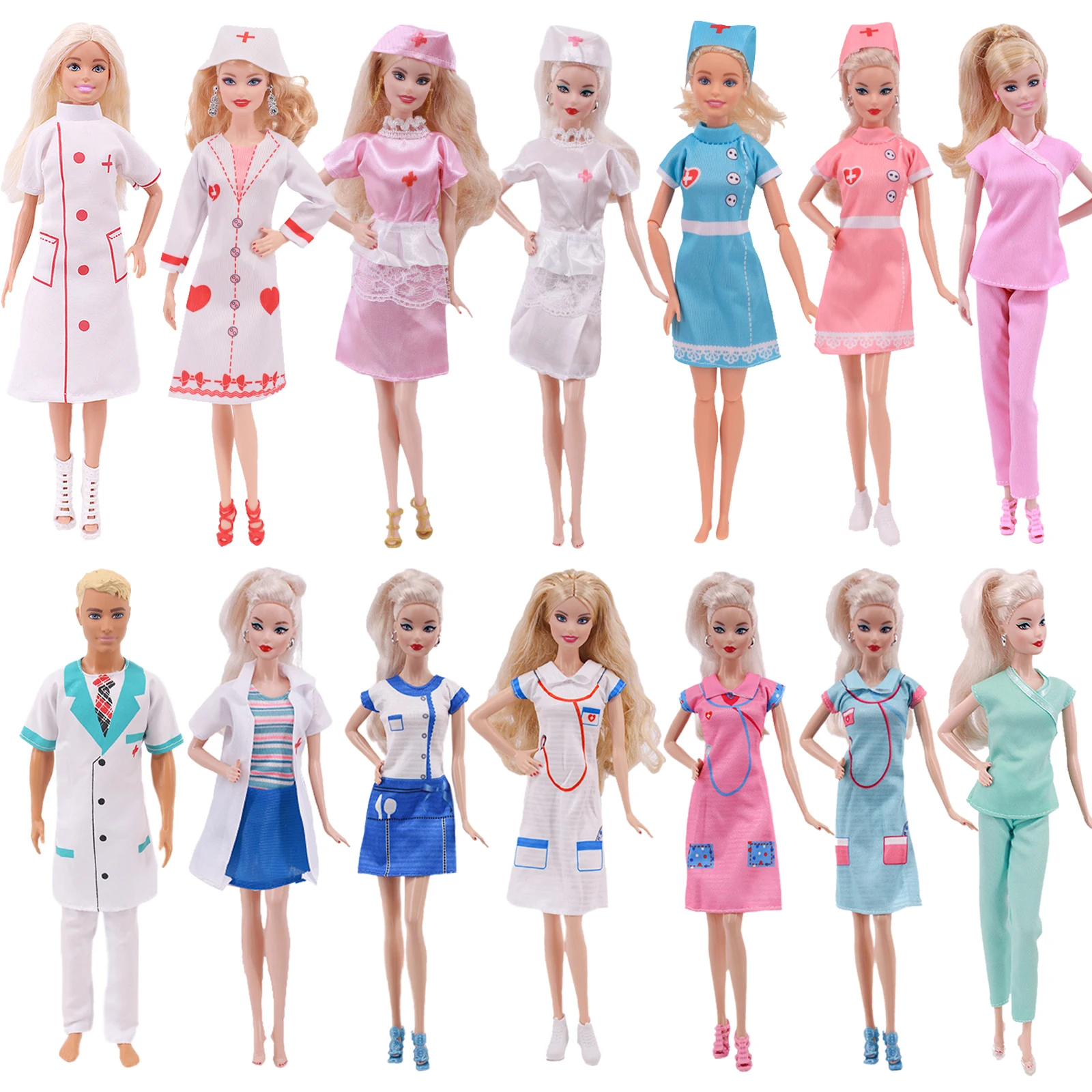 Barbies&Kens Dolls clothes Accessories Daily uniforms of doctors and nurses Skirt Daily Casual Wear Barbies Medical Cosplay Prop doll clothes fashion daily wear casual outfits vest shirt skirt pants dress dollhouse accessories clothes for barbies doll bjd