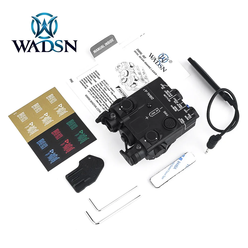 WADSN DBAL-A2 Red Green Dot Dual Beam Laser Sight Flashlight Tactical DBAL PEQ Aiming Airsoft Guns Weapon AR15 Rifle Light NO IR
