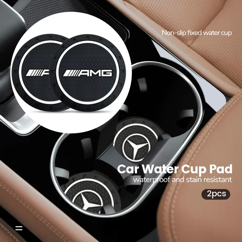 Car Water Cup Pad Car Coaster Anti-Slip Drink Holder Mat For Mercedes Benz AMG W177 W176 X166 X167 C257 C218 X253 C118 C117 H247 cup holder coasters car non slip mat car dashboard mat non slip dash mat cup holder inserts car coaster pads cup holder insert