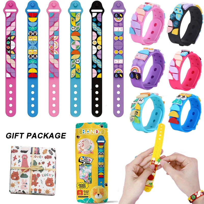 6PcssetDIYBuildingBlocksBraceletToyFunSiliconeWristband
