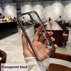 Customizable Clear Soft TPU Shockproof Phone Case with Personalized Name - iPhone 15 Plus (Transparent black)