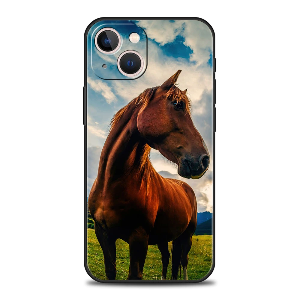 Elegant Horse Design Silicone Phone Case - Soft and Durable Shell Cover