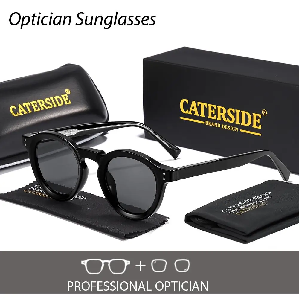 CATERSIDE Neue Unisex Outdoor Optische Sonnenbrille Runde Linse Brillen männer Anpassen Retro Übung Brillen UV400 – Detail 9