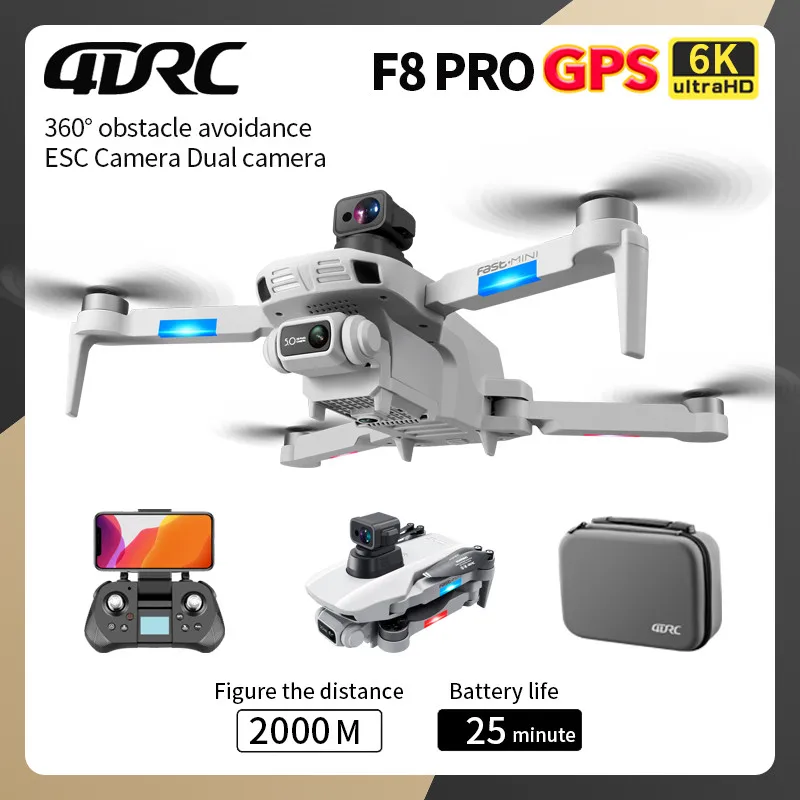 4DRC F8 PRO prodleva 6K GPS profesionál HD vzdušný fotografie dvojí kamera 360° překážka avoidance quadrotor RC dálka 2000M