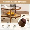 Rattan Coffee Table, 2-Tier Oval Acacia Wood Tea Table w/Tempered Glass Tabletop & PE Rattan Storage Shelf 4
