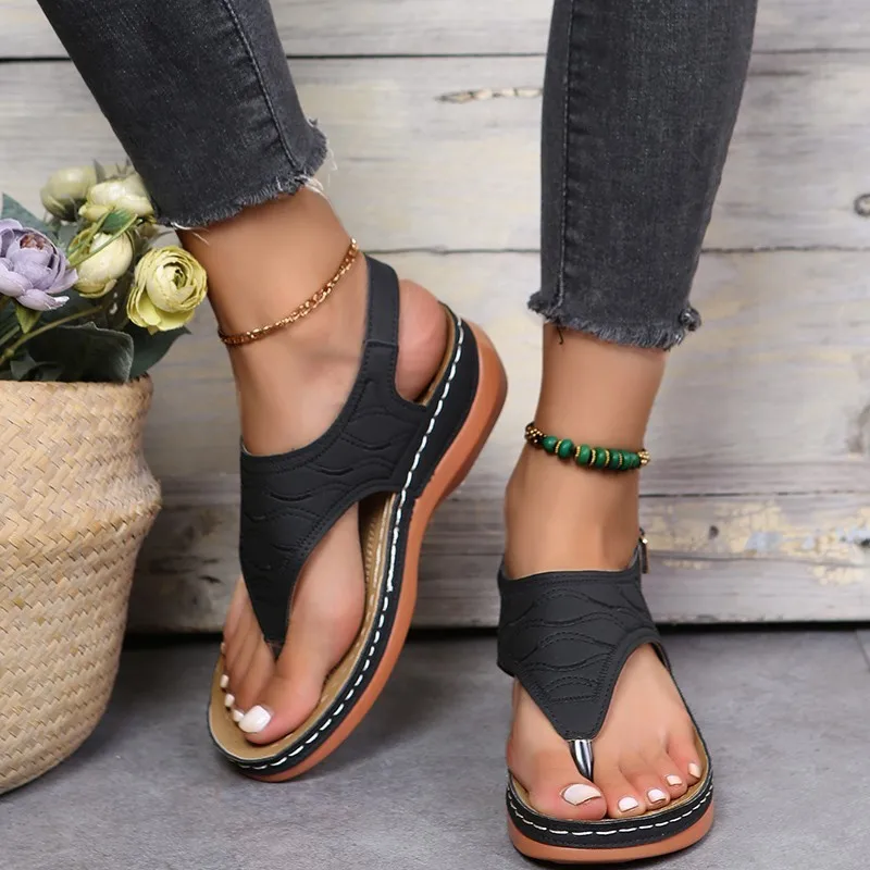 

Summer Oxford Women Sandals Wedges Slippers Pu Leather Flip Flops Belt Buckle Female Shoes New Rome Fashion Women Slides